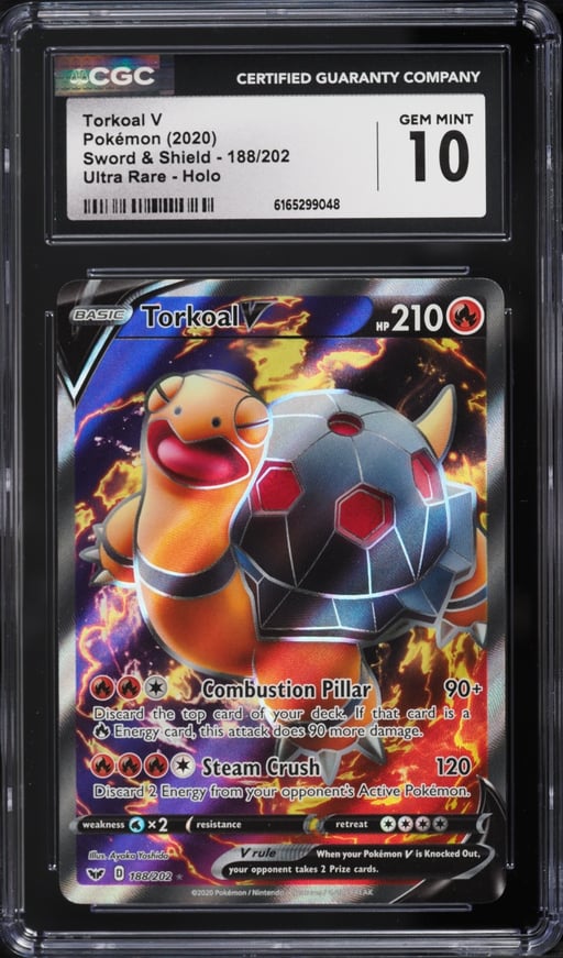 2020 Pokemon Sword & Shield Full Art Torkoal V #188 CGC 10 GEM MINT