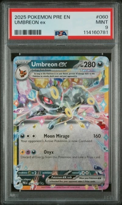 2025 POKEMON PRE EN-PRISMATIC EVOLUTIONS #060 UMBREON EX PSA 9