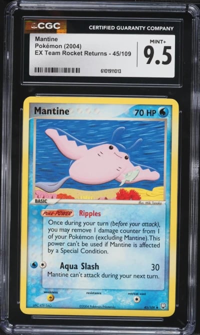 2004 Pokemon EX Team Rocket Returns Mantine #45 CGC 9.5 MINT+