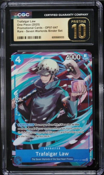 2025 One Piece Promo Seven Warlords Binder Set Trafalgar Law #OP07-047 CGC 10 PRISTINE