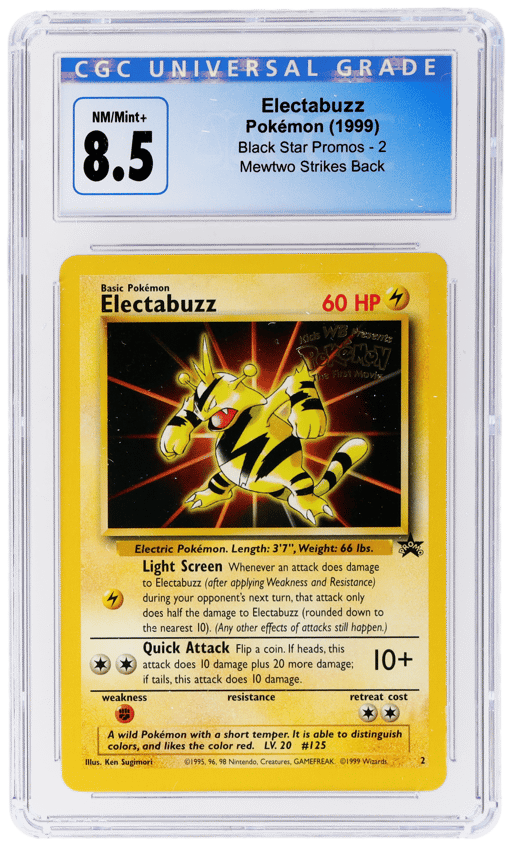 1999 Pokemon Wizards of the Coast Black Star Promo Mewtwo Strikes Back Electabuzz #2 CGC 8.5