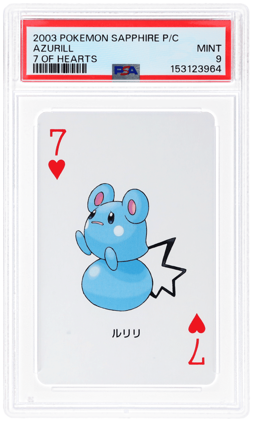 2003 Pokemon Sapphire Version Playing Cards 7 of Hearts Azurill PSA 9