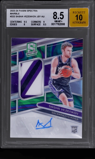 2023 Panini Spectra Patch Autograph Marble Sasha Vezenkov #222 5/5 BGS 8.5