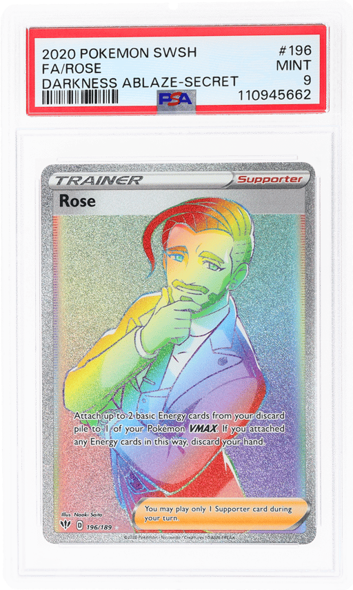 2020 Pokemon Sword and Shield Darkness Ablaze Secret Rare Rose #196 PSA 9