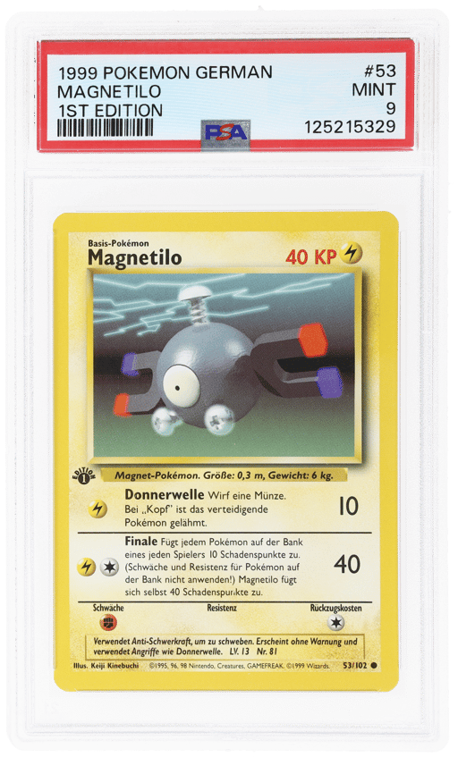 1999 Pokemon Base Set German 1st Edition Magnetilo #53 PSA 9