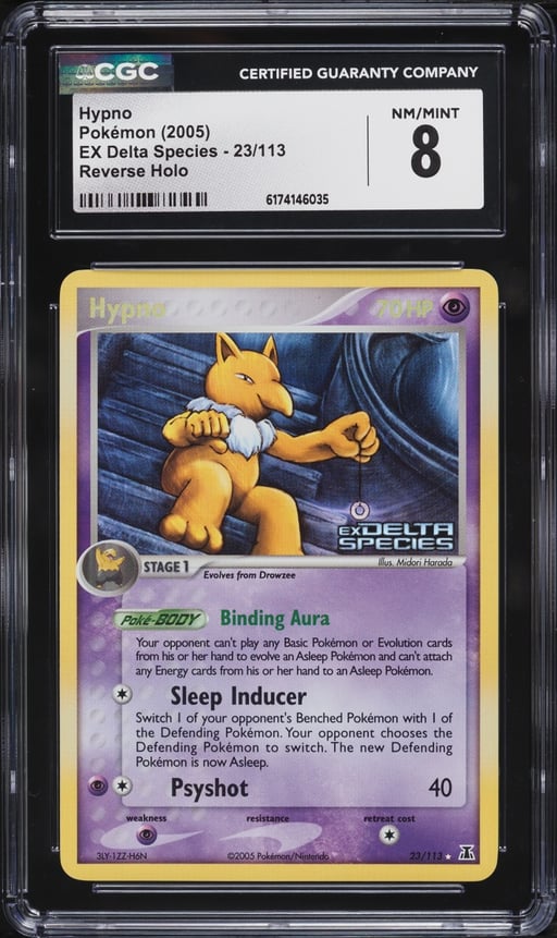 2005 Pokemon EX Delta Species Reverse Holo Hypno #23 CGC 8 NM-MT