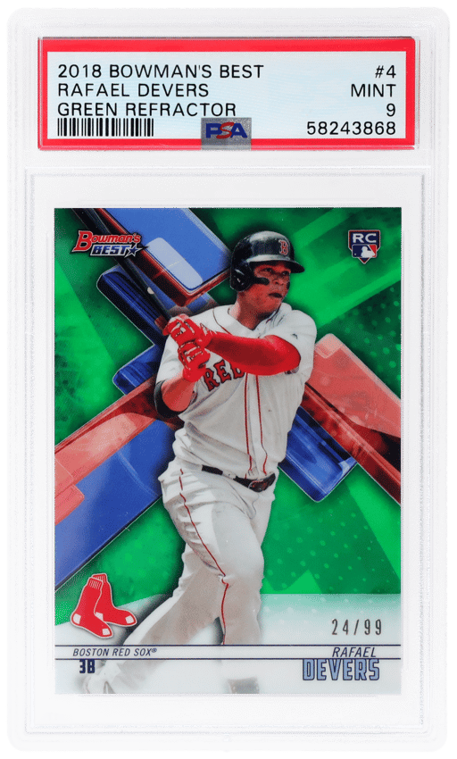 2018 Bowman's Best Green Refractor Rafael Devers #4 24/99 PSA 9