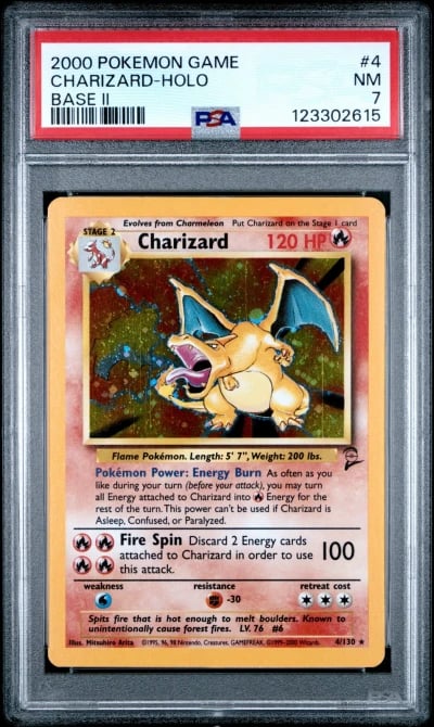 2000 POKEMON GAME BASE II #4 CHARIZARD-HOLO PSA 7