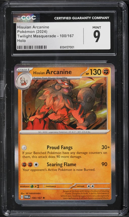 2024 Pokemon SV Twilight Masquerade Holo Hisuian Arcanine #100 CGC 9 MINT