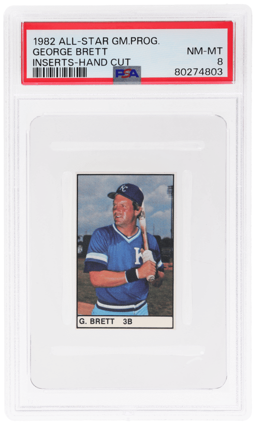 1982 All-Star Game Program Inserts Hand Cut George Brett PSA 8