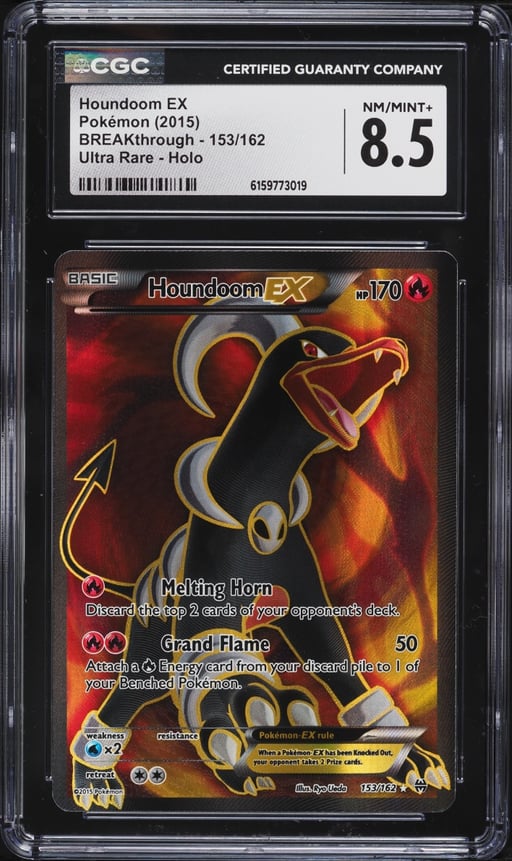 2015 Pokemon XY BREAKthrough Full Art Houndoom EX #153 CGC 8.5 NM-MT+