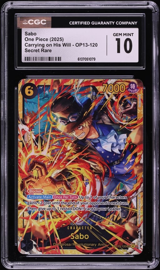 2025 One Piece Carrying On His Will SEC Sabo #OP13-120 CGC 10 GEM MINT