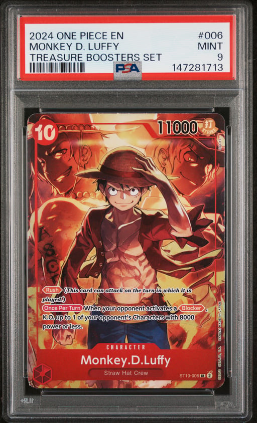 2024 ONE PIECE PROMOS 006 MONKEY D. LUFFY TREASURE BOOSTERS SET PSA 9