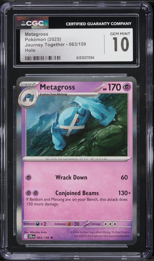 2025 Pokemon Scarlet & Violet Journey Together Holo Metagross #063 CGC 10 GEM MINT