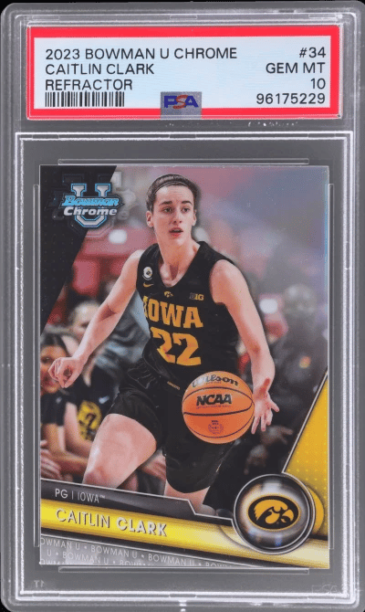 2023 Bowman University Chrome Refractor Caitlin Clark #34 PSA 10