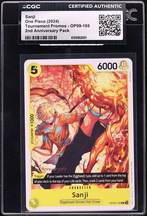 2024 One Piece Tournament Promos 2nd Anniversary Pack Sanji #OP09-105 CGC AUTH