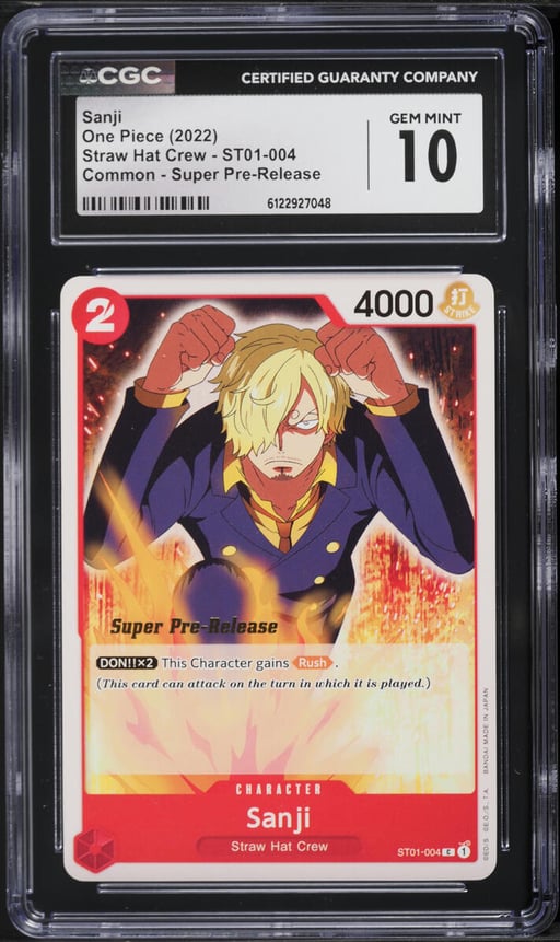 2022 One Piece Straw Hat Crew Super Pre-Release Sanji #ST01-004 CGC 10 GEM MINT