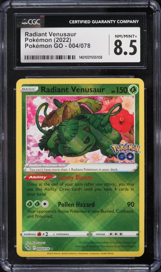 2022 Pokemon Japanese Sword & Shield GO Holo Radiant Venusaur #4 CGC 8.5 NM-MT+