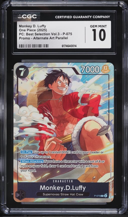 2025 One Piece Premium Best Selection Vol. 3 Alt Art Monkey D. Luffy #P-075 CGC 10 GEM MINT