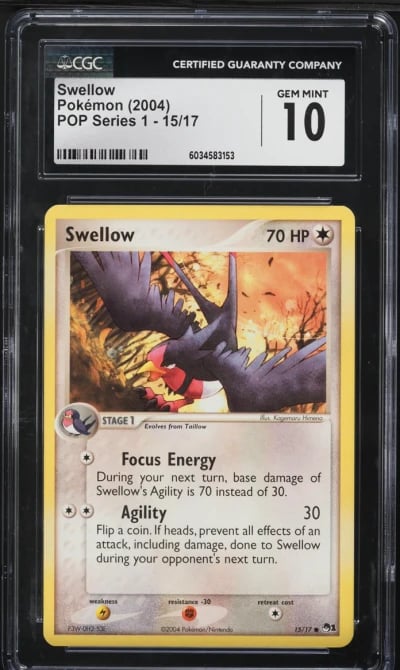 2004 Pokemon POP Series 1 Swellow #15 CGC 10 GEM MINT
