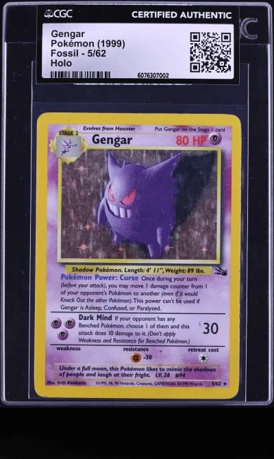 1999 Pokemon Fossil Holo Gengar 
