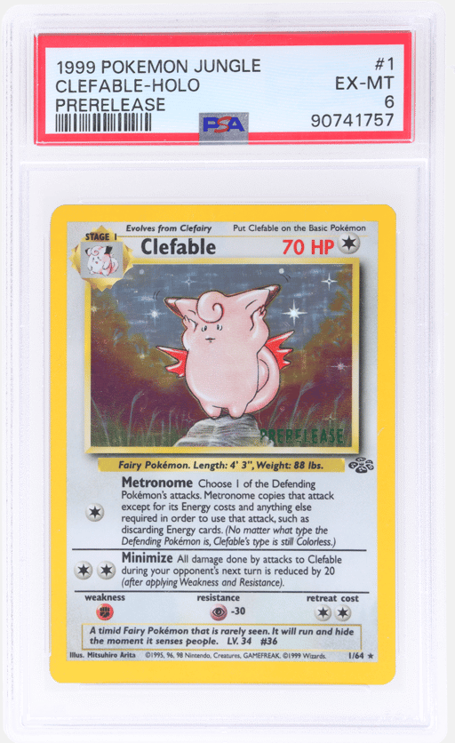 1999 Pokemon Jungle Holo Prerelease Clefable #1 PSA 6
