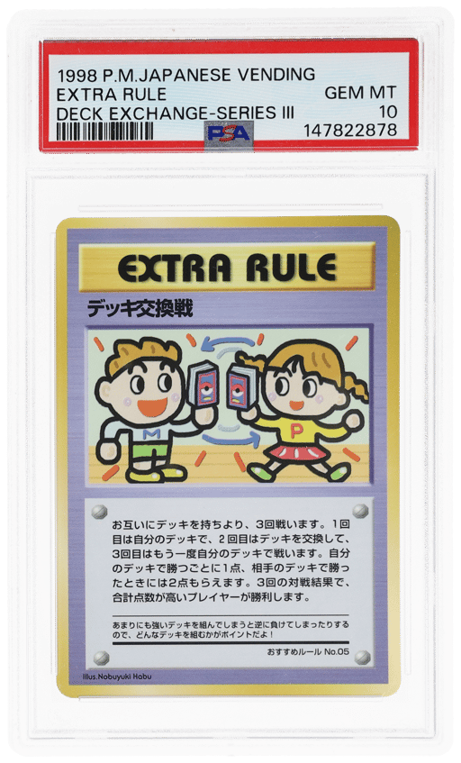 1998 Pokemon Vending Series 3 Deck Exchange Extra Rule PSA 10