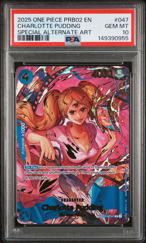 2025 ONE PIECE PRB02-PREMIUM BOOSTER -ONE PIECE CARD THE BEST- VOL.2 047 CHARLOTTE PUDDING SPECIAL ALTERNATE ART PSA 10