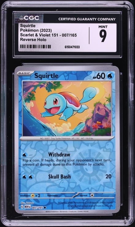 2023 Pokemon Scarlet & Violet 151 Reverse Holo Squirtle #7 CGC 9 MINT