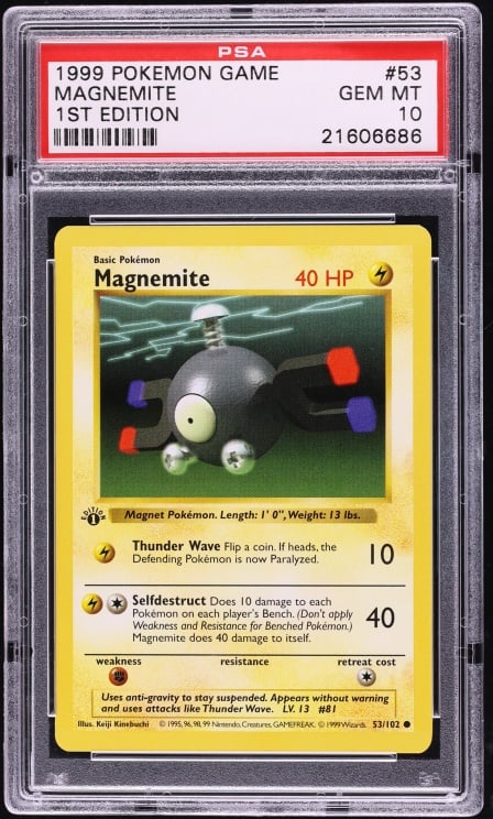 1999 Pokemon Base Set Shadowless 1st Edition Magnemite #53 PSA 10 GEM MINT