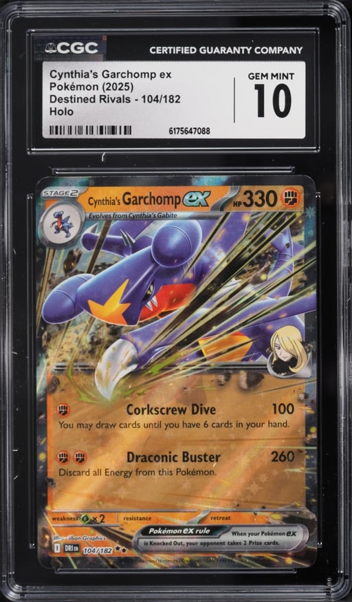 2025 Pokemon Scarlet & Violet Destined Rivals Holo Cynthia's Garchomp EX #104 CGC 10 GEM MINT