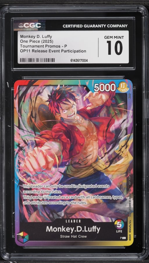 2025 One Piece Promo OP11 Release Event Participation Leader Monkey D. Luffy #P CGC 10 GEM MINT