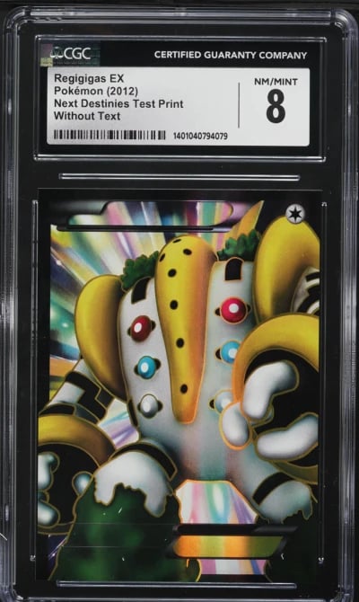 2012 Pokemon BW Next Destinies Test Print Without Text Regigigas EX CGC 8 NM-MT