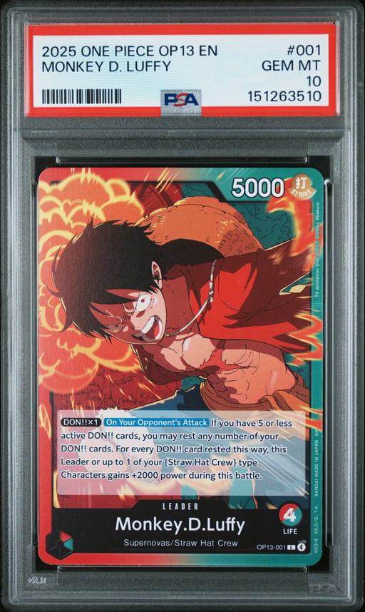 2025 ONE PIECE OP13-CARRYING ON HIS WILL 001 MONKEY D. LUFFY PSA 10