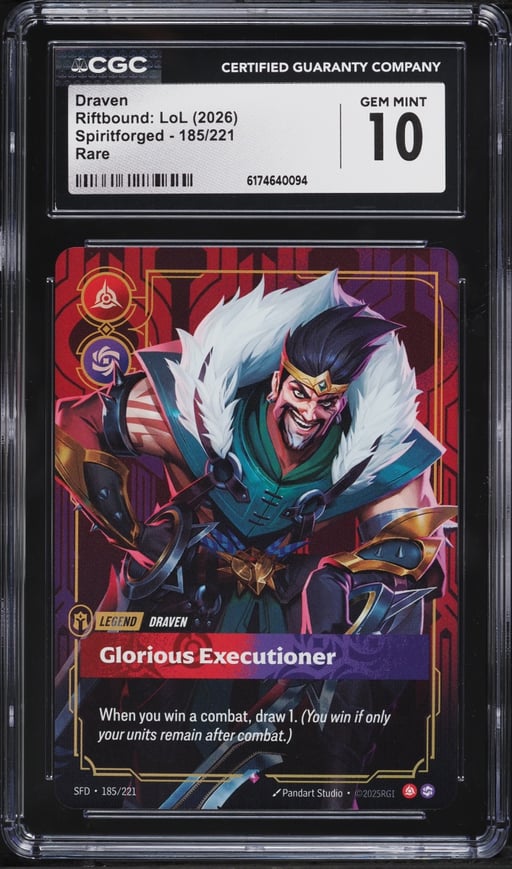 2026 Riftbound League Of Legends LoL Spiritforged Draven #185 CGC 10 GEM MINT