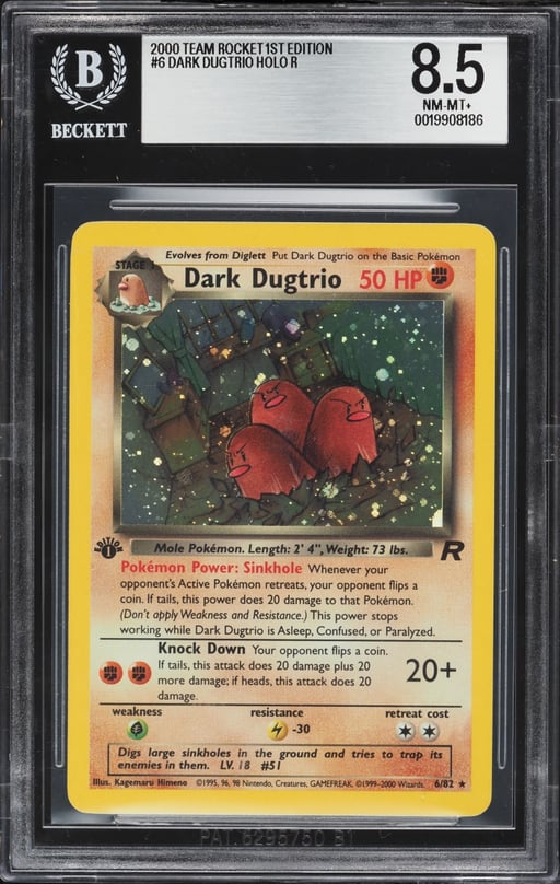 2000 Pokemon Team Rocket 1st Edition Holo Dark Dugtrio #6 BGS 8.5 NM-MT+