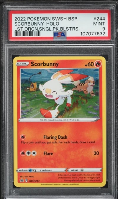 2022 Pokemon Sword & Shield Promo Lost Origin Holo Scorbunny #244 PSA 9 MINT