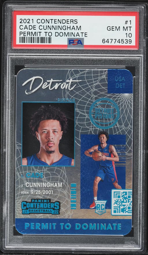 2021 Panini Contenders Permit To Dominate Cade Cunningham ROOKIE #1 PSA 10 GEM MINT