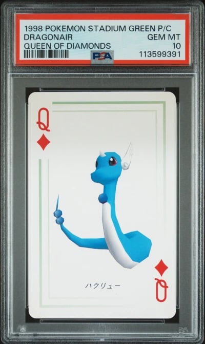 1998 POKEMON STADIUM GREEN VERSION PLAYING CARDS DRAGONAIR PSA 10