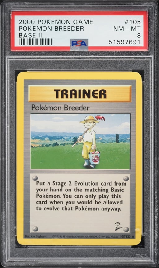 2000 Pokemon Base Set 2 Pokemon Breeder #105 PSA 8 NM-MT