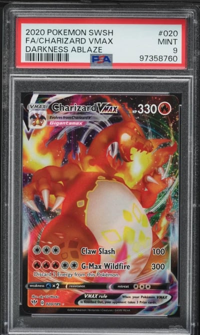 2020 Pokemon SWSH Darkness Ablaze Full Art Charizard VMAX #20 PSA 9 MINT