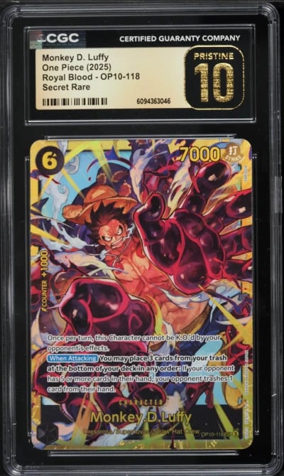 2025 One Piece Royal Blood SEC Monkey D. Luffy #OP10-118 CGC 10 PRISTINE