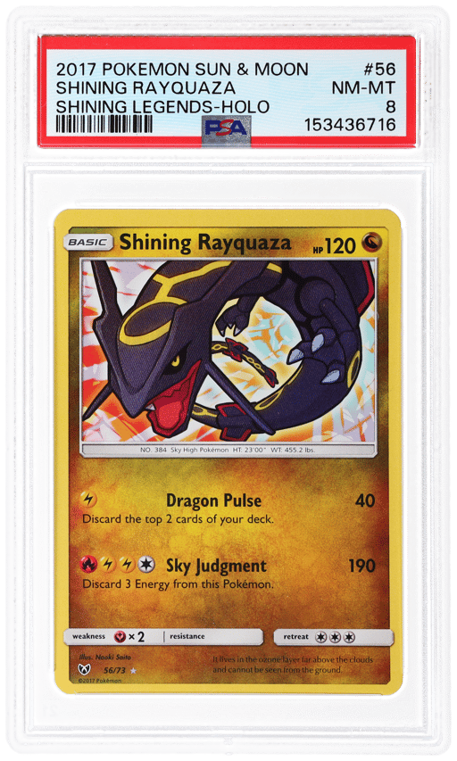 2017 Pokemon Sun and Moon Shining Legends Holo Shining Rayquaza #56 PSA 8