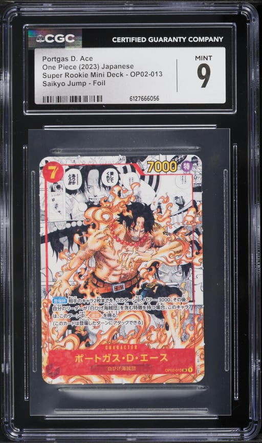 2023 One Piece Japanese Mini Deck Saikyo Foil Portgas Manga Art D. Ace #OP02-013 CGC 9 MINT