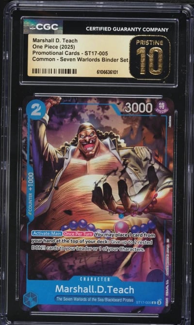 2025 One Piece Promo Seven Warlords Binder Set Marshall D Teach #ST17-005 CGC 10 PRISTINE