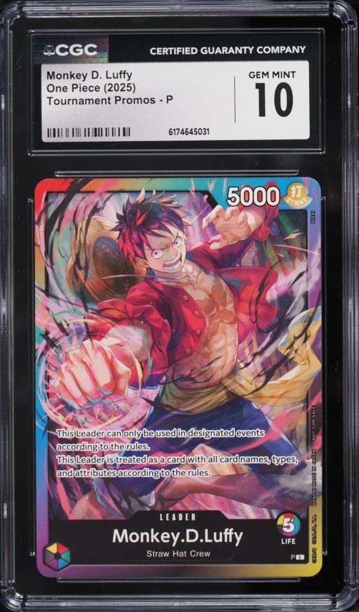 2025 One Piece Tournament Promo Leader Monkey D. Luffy #P CGC 10 GEM MINT