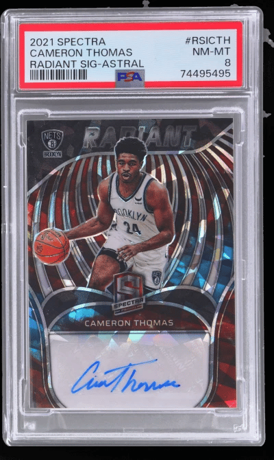 2021 Panini Spectra Radiant Signature Astral Cameron Thomas #RSI-CTH 17/49 PSA 8