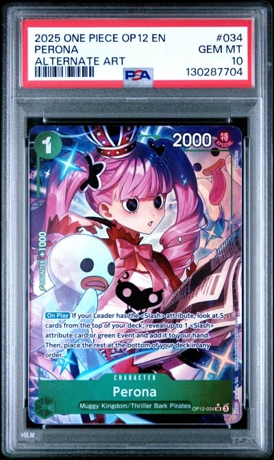 2025 ONE PIECE OP12-LEGACY OF THE MASTER 034 PERONA ALTERNATE ART PSA 10