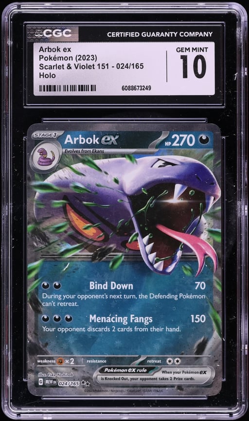 2023 Pokemon Scarlet & Violet 151 Holo Arbok ex #24 CGC 10 GEM MINT