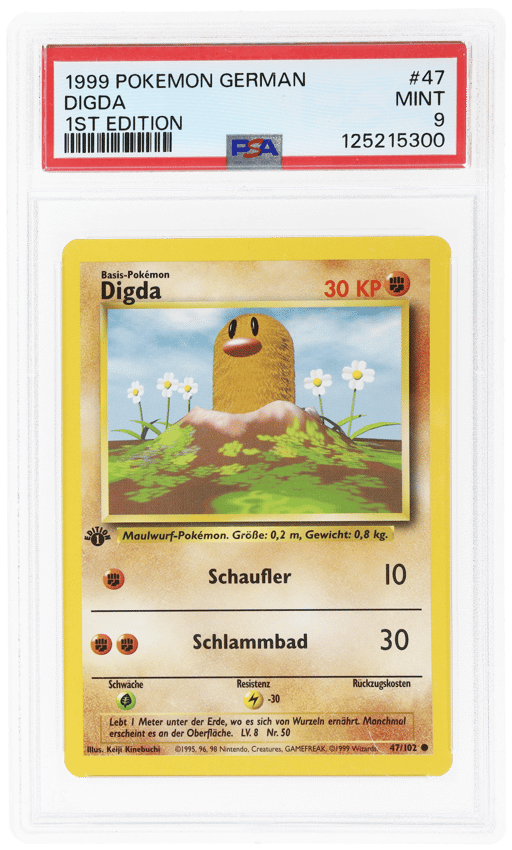 1999 Pokemon Base Set German 1st Edition Diglett #47 PSA 9